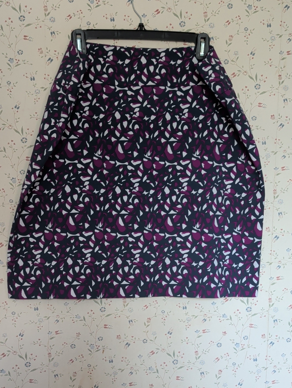 Margaret M Pencil Skirt Abstract Print Purple Navy White 2X Clean Girl Preppy